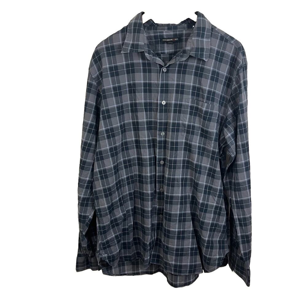 John Varvatos USA Plaid Button Down Shirt Men’s XXL Lightweight Cotton